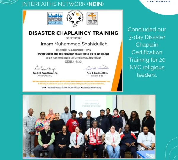 CEO Imam Muhammad Shahidullah Successfully Completes 3-Day Disaster Chaplain Training with NYDIS & NDIN